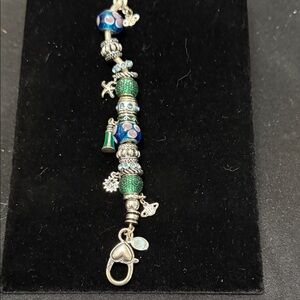 Elegant Silver and Blue Charm Bracelet